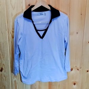 New York Laundry Cotton Pullover Collared Top